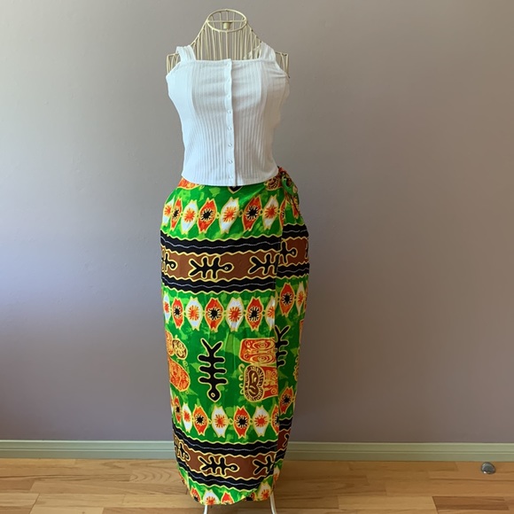 Stunning Vintage 💚🤎2PC Set Wrap skirt Pareo Coverup & Top - Picture 9 of 16
